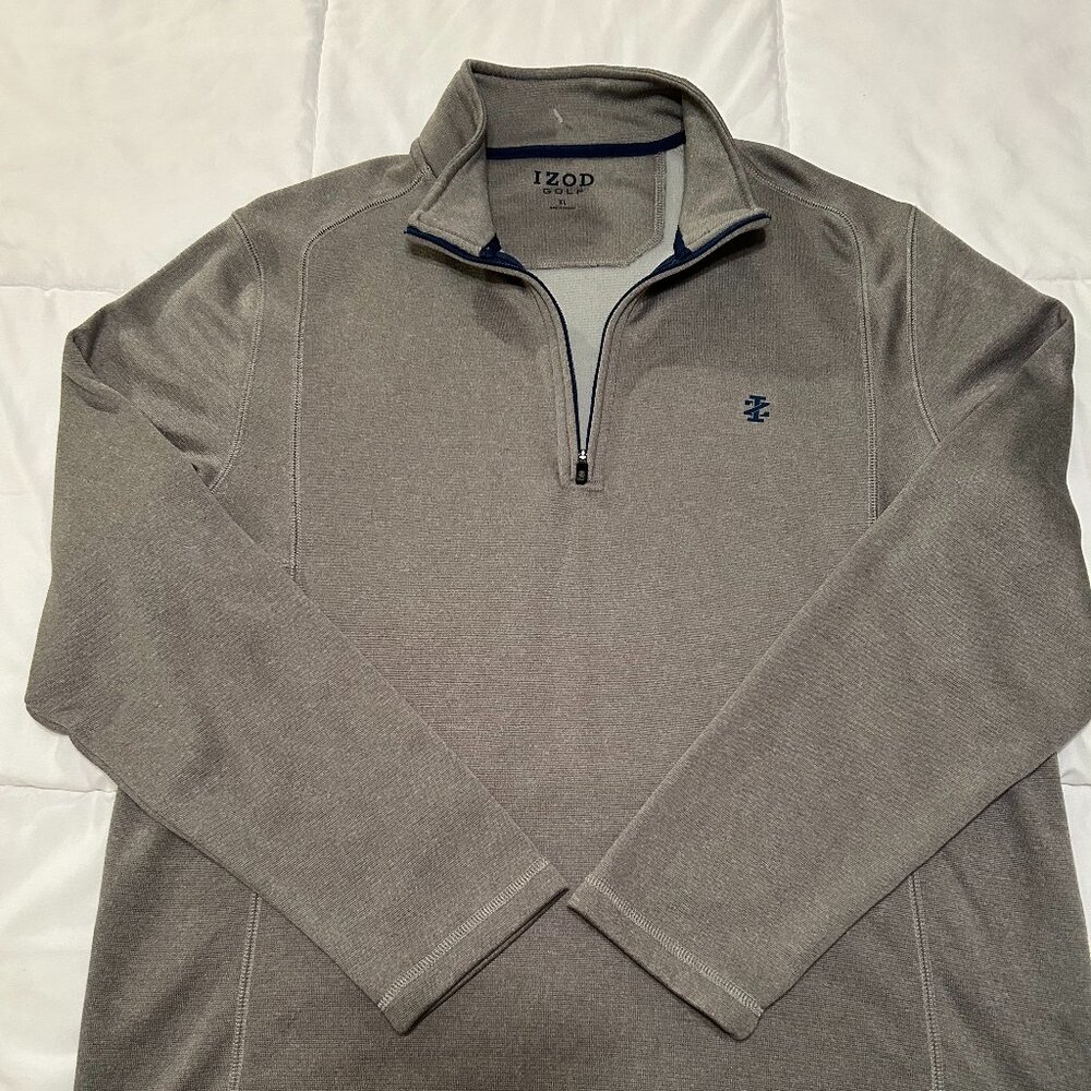 Izod Golf Men's XL Pullover 1/4 Zip Grey Golfer Sweatshirt 512277